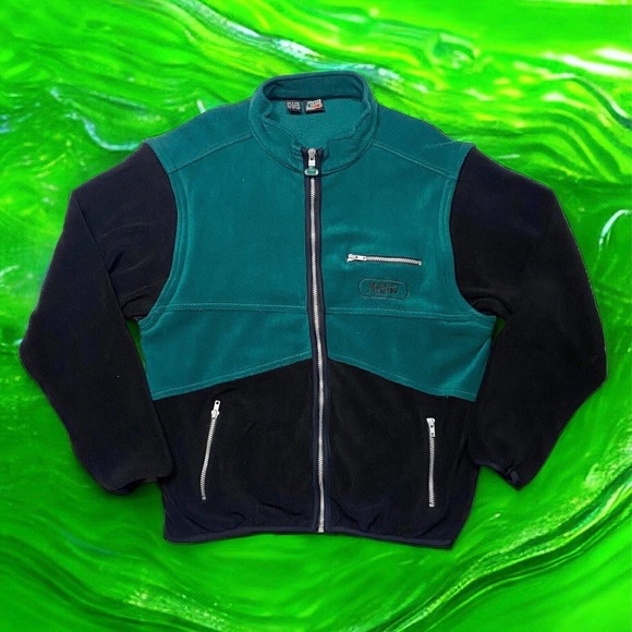 Vintage Mountain Dew Soda Advertising 90s Fleece Jacket Convertible Vest Size XL
